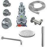 Regendoucheset inbouw brauer chrome edition thermostatisch 20 cm met gebogen wandarm en handdouche staaf losse stopkranen chroom