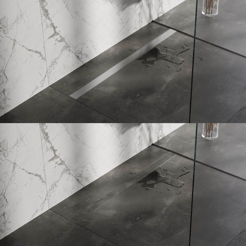 Brauer Douchegoot - 120x7x6.7cm - ondiepe vloerflens - zijuitloop - tegelinlegrooster omkeerbaar - RVS DR-MRF120NG
