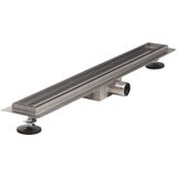 Brauer Douchegoot - 200x7x6.7cm - ondiepe vloerflens - zijuitloop - tegelinlegrooster omkeerbaar - RVS DR-MRF200NG