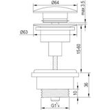 Klikwaste brauer afvoerplug fine stone binnenwerk 5/4 mat wit