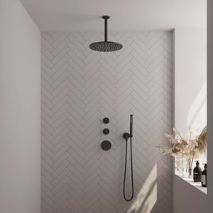 Thermostatisch inbouwdoucheset brauer black 30 cm hoofddouche plafondarm staafhanddouche mat zwart