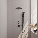 Thermostatisch inbouwdoucheset brauer black 30 cm hoofddouche wandarm 3 standen handdouche op glijstang mat zwart