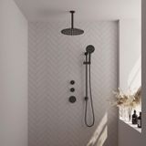 Thermostatisch inbouwdoucheset brauer black 30 cm hoofddouche plafondarm 3 standen handdouche op glijstang mat zwart
