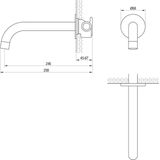 Uitloop brauer gebogen incl rozet 65mm pvd-coating koper