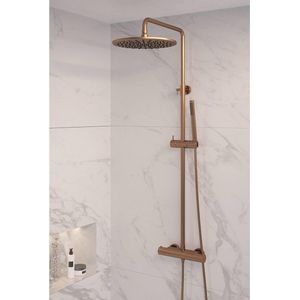 Brauer Copper Edition stortdoucheset - hoofddouche 30cm - staafhanddouche - geborsteld koper PVD