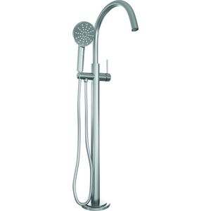 Vrijstaande badkraan brauer brushed met handdouche rond geborsteld rvs
