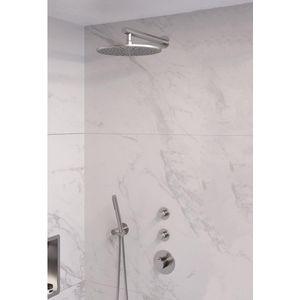 Brauer Brushed Edition Thermostatische Inbouw Doucheset - Geborsteld RVS PVD - Hoofddouche 30cm - Wandarm - Staafhanddouche - Geborsteld RVS PVD