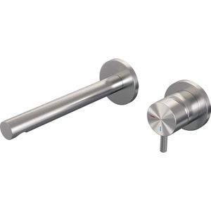Brauer Brushed Edition Wastafelmengkraan inbouw - rechte uitloop links - hendel kort smal - model B 1 - PVD - geborsteld RVS 5-NG-004-S5-65