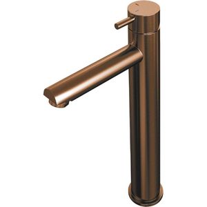 Wastafelmengkraan brauer copper edition coldstart opbouw hoog korte ronde hendel geborsteld koper pvd