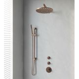 Brauer Copper Edition thermostatische inbouw doucheset met inbouwdeel hoofddouche 30cm wandarm staafhanddouche met glijstang geborsteld koper PVD