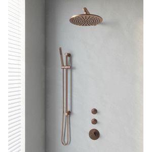 Brauer Copper Edition doucheset glijstang, rechte muurbuis en staafhanddouche 30 koper