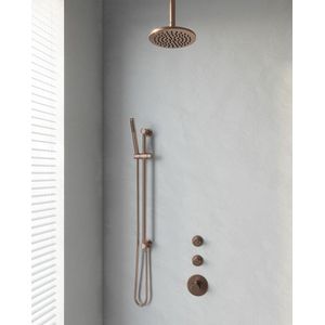 Thermostatisch inbouwdoucheset brauer copper 20 cm hoofddouche plafondarm staafhanddouche op glijstang koper