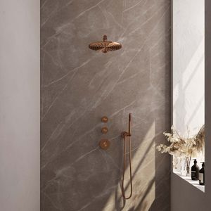 Thermostatisch inbouwdoucheset brauer copper 30 cm hoofddouche wandarm staafhanddouche koper