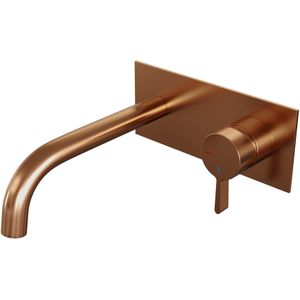 Brauer Copper Edition Inbouw Wastafelkraan Afdekplaat Gebogen Uitloop Model E Koper Geborsteld