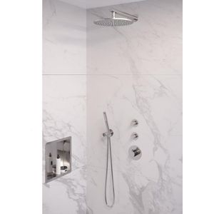 Brauer Chrome Edition Thermostatische Inbouw Doucheset - Chroom - Hoofddouche 30cm - Wandarm - Staafhanddouche - Messing - Kranen - Douchekranen