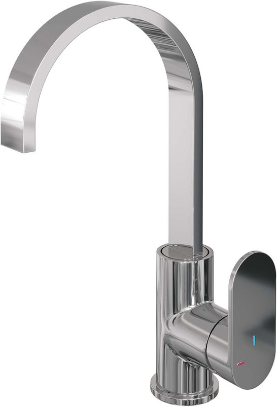 Brauer Chrome Edition Draaibare Wastafelkraan Model C Platte Hoge Uitloop Chroom