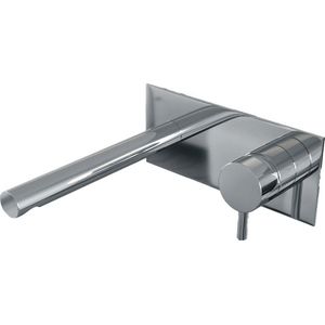 Inbouw Wastafelmengkraan Brauer Chrome Edition Coldstart Rechte Uitloop Korte Ronde Hendel Rechts Chroom Met Afdekplaat