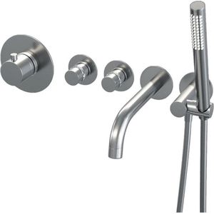 Brauer Chrome Edition Badkraan Inbouw - douchegarnituur - 20cm uitloop - met inbouwdeel - 3 gladde knoppen - handdouche staaf 1 stand - chroom 5-CE-022