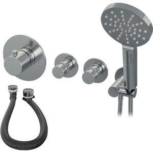 Brauer Chrome Edition Badkraan inbouw - douchegarnituur - 3 gladde knoppen - handdouche rond 3 standen - chroom 5-CE-047
