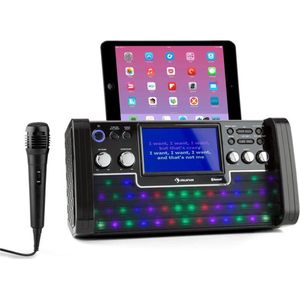 DiscoFever bluetooth karaoke-installatie LED 7"" TFT-screen CD USB zwart