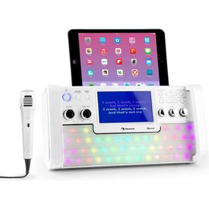 DiscoFever bluetooth karaoke-installatie LED 7"" TFT-screen CD USB wit