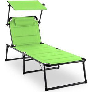 Blumfeldt Amalfi Juicy Lime ligstoel ligbed tuinligbed bedoppervlak (ergonomische vorm, verstelbare zonneklep, 5-voudig verstelbare rugleuning, metalen frame, poedercoating) groen