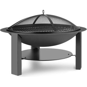 Blumfeldt Mithras vuurschaal - Vuurkorf en barbecue - Ø75 cm - BBQ - Inclusief spatscherm en Ø60 cm grill rooster - Gietijzer en staal