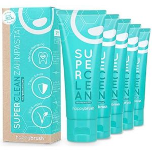 happybrushÂ® Veganistische tandpasta SuperClean met muntsmaak - Natuurlijke tandpasta voor gezonde tanden - Voordeelverpakking (5 x 75ml)