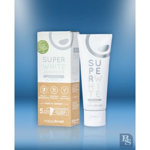 Super White whitening tandpasta met extra bescherming 75 ml - Vegan toothpaste - Zonder microplastic - Happybrush