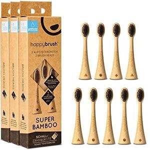 happybrushÂ® Duurzame opzetborstels gemaakt van bamboe voor elektrische sonische tandenborstel Eco VIBE 3-3x3 stuks