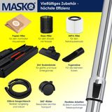 Industriestaubsauger Staubsauger Nass Trocken Sauger Edelstahl max. 1800W Farbe Industriesauger:Hepa Filter - Masko