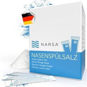 NARSA Neusspoelzout, verpakking van 60 stuks, voorraadverpakking met neuszout voor neusdouche, neusspoelzout zonder conserveringsmiddelen, 60 zakjes met elk 2,25 g neusspoeling-zout, made in Germany