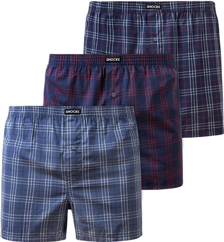 SNOCKS Boxershorts navy / donkerblauw / rood / offwhite