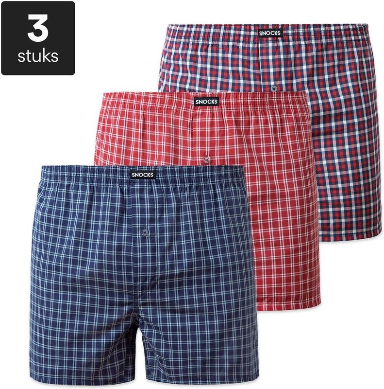 SNOCKS Boxershorts  blauw / lichtrood / wit