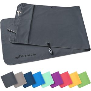 Premium Fitness handdoek + ritssluiting zak + magneetclip – sporthanddoek, met 6-voudige verstelbare lengte– waarschijnlijk de beste microvezel multifunctionele handdoek, fitness handdoek