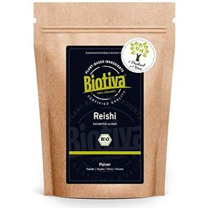 Biotiva Reishi poeder organische 125g - Ganoderma lucidum - Glanzende lakporling - Vitale paddenstoel - onsterfelijke paddenstoel - zonder toevoegingen - Veganistisch - gebotteld in Duitsland (DE-ÖKO-005)