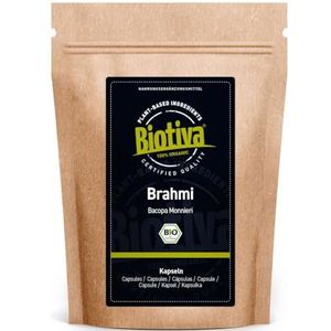Brahmi capsules biologisch | 180 capsules | 500mg per capsule | Bacopa Monnieri | geheugenplant | veganistisch | zonder toevoegingen | gebotteld en gecontroleerd in Duitsland | Biotiva