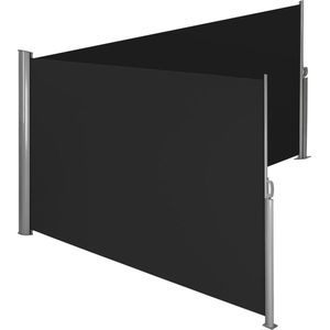 Aluminium dubbele windscherm uitschuifbaar met oprolmechanisme - 160 x 600 cm, zwart
