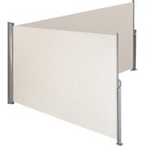 Aluminium dubbele windscherm uitschuifbaar met oprolmechanisme - 180 x 600 cm, beige