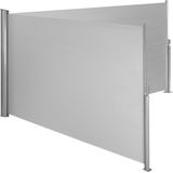 Aluminium dubbele windscherm uitschuifbaar met oprolmechanisme - 200 x 600 cm, grijs