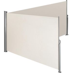 Aluminium dubbele windscherm uitschuifbaar met oprolmechanisme - 200 x 600 cm, beige