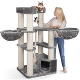 HAPPYPET Premium Kratzbaum 161 cm große Katzen stabil Katzenbaum  Grau