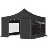 4x4 M Easy Up Partytent Vouwpaviljoen met Zijwanden (2 Panorama - PROFESSIONAL Alu 40m - Zwart