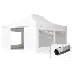 4x6 M Easy Up Partytent Vouwpaviljoen met Zijwanden (4 Panorama - PROFESSIONAL Alu 50 M - Wit