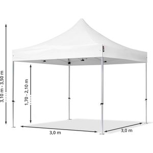 3x3 m Easy Up partytent Vouwpaviljoen met zijwanden (2 panorama), PROFESSIONAL alu 40mm, donkergrijs