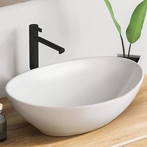 VMbathrooms Premium wastafel ovaal met lotuseffect | opzetwastafel voor de badkamer en gastentoilet | wasbak zonder kraangat en zonder overloop | zuiver wit opzetwastafel