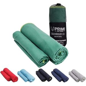 Prime Microvezelhanddoekenset van 2 (70 x 140 cm en 40 x 80 cm) Sneldrogend, extreem absorberend, ultralicht Reishanddoekenset met tas - Ideaal voor buiten, reizen, kamperen