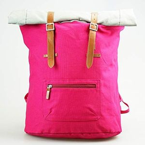 MeyProducts Roze grijs rugzak binnenvak voor 13 inch laptop, katoen, ritsvak, voor werk, vrije tijd, sport