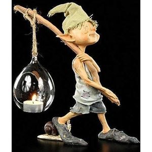 Pixie Kobold Figur als Teelichthalter - Ich GEH mit meiner Laterne | Windlicht Fantasy