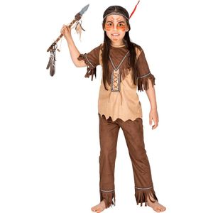 dressforfun - meisjeskostuum indianenvrouw rode havik 128 (8-10y) - verkleedkleding kostuum halloween verkleden feestkleding carnavalskleding carnaval feestkledij partykleding - 300662